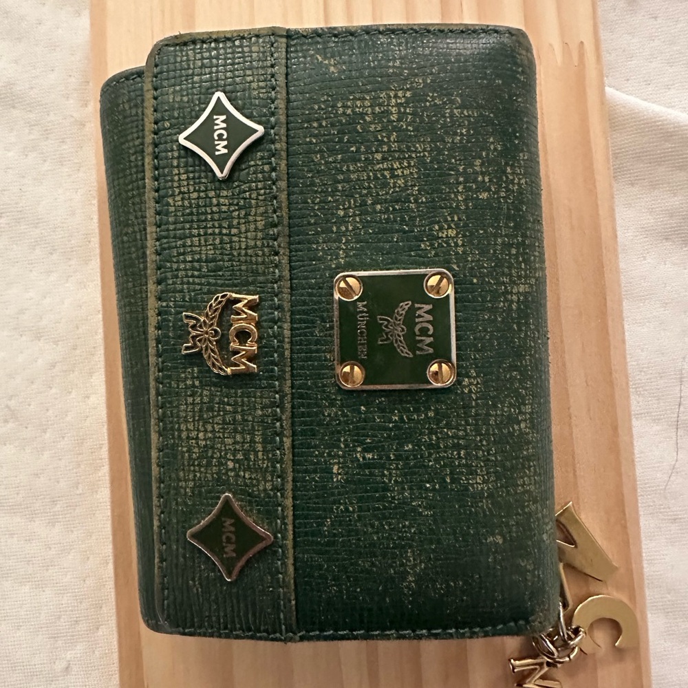 Authentic MCM Green Trifold wallet